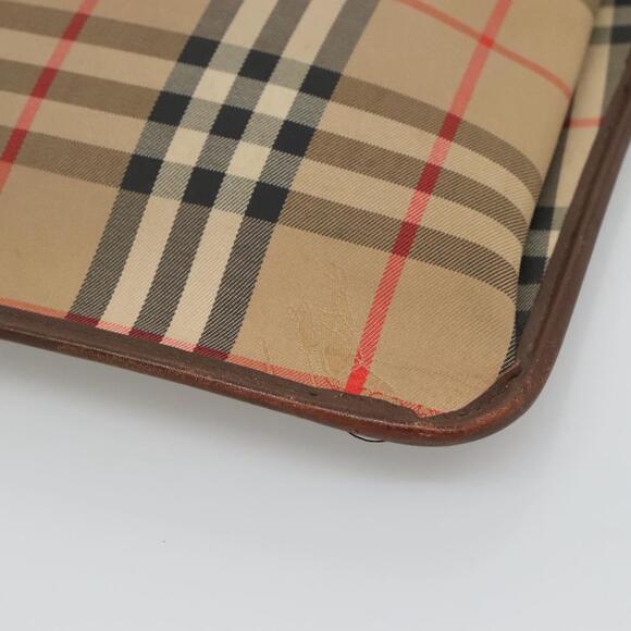 Burberrys Nova Check Clutch Bag Canvas Beige Brown Auth bs23424